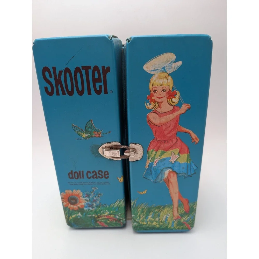 VTG Mattel 1965 Skooter Doll Vinyl Wardrobe Clothing Case / Doll Case Blue